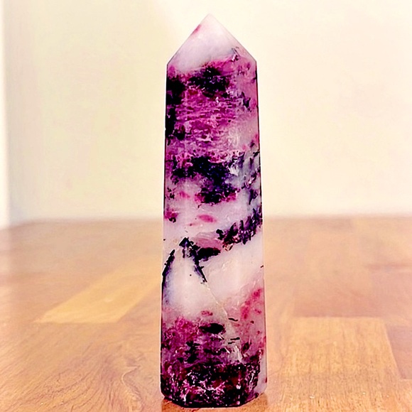 Earth Art hand crafted artisan Other - 🍒BOGO🍒 SUPER GEMMY Neon Pink Rhodonite w/Black Tourmaline in Quartz Tower #1 🖤💕